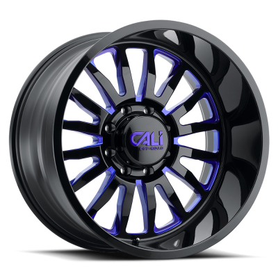 Cast Aluminum Wheels Summit 9110 GB-BL 20x10 Blue Milled Spokes Gloss Black 5 On 127 Bolt Pattern -25 Offset Cali Offroad Wheels