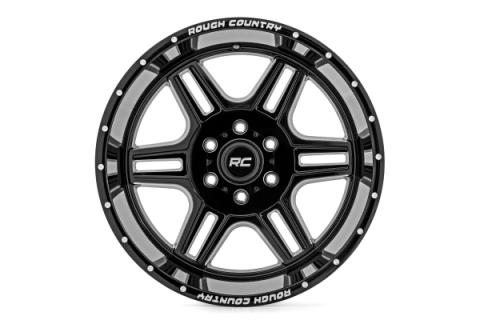 92 Series Wheel Machined One-Piece Gloss Black 22x12 6x135 -44mm Rough Country