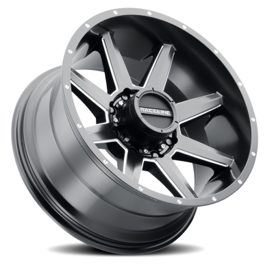 Aluminum Wheels 17x9 Stryker 954M Milled-Dimples Satin Black -12 Offset 5 on 127 Bolt Pattern 87.1 Bore Raceline