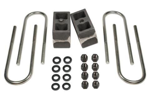 4 Inch Rear Block &amp; U-Bolt Kit 99-16 Ford F250/F350 4WD with Factory Overloads Non-Tapered Tuff Country