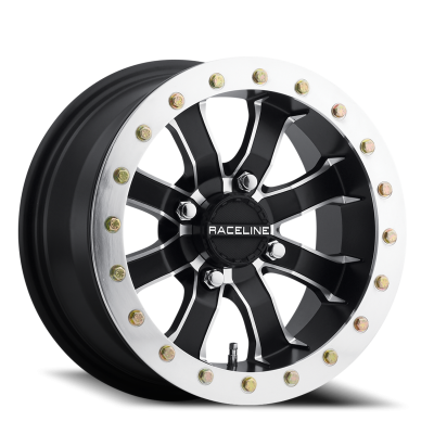 Aluminum Wheels 14x8 Mamba Beadlock UTV A71 Machined Lip Satin Black 0 Offset 4 on 137 Bolt Pattern Raceline