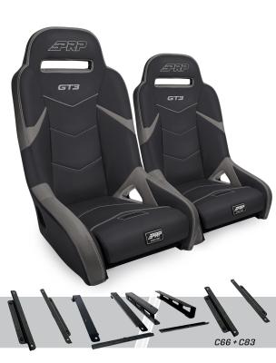 GT3 Suspension Seats Mount &amp; Slider Kit for Can-Am Maverick X3 &amp; Maverick R Pair Black &amp; Gray PRP Seats