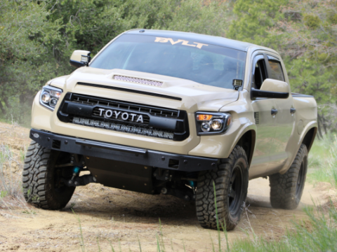 14-21 Tundra 42 Inch Hidden Grille Curved LED Light Bar Brackets Kit One Spot Beam LED Light Bar Blue Backlight Cali Raised LED