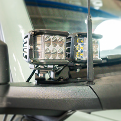 Ditch Light Mount Kit Fits 21-Present Ford Bronco Raptor - (2) 3X2 18W Amber LED Pods/(2) 27W Side Projecting LED Pods Cali Raised LED