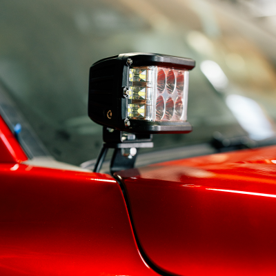 Low Profile Ditch Light Brackets Kit Fits 24-Present Toyota Tacoma/(2) 27W Side Projecting LED Pods/Toyota OEM Square Style Ditch Light Switch Cali Raised LED