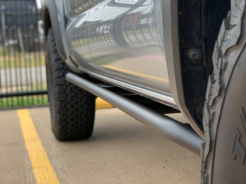 Trail Edition Rock Sliders Fits 24-Present Toyota Tacoma - Double Cab Long Bed/Kick Out/Raw Cali Raised LED