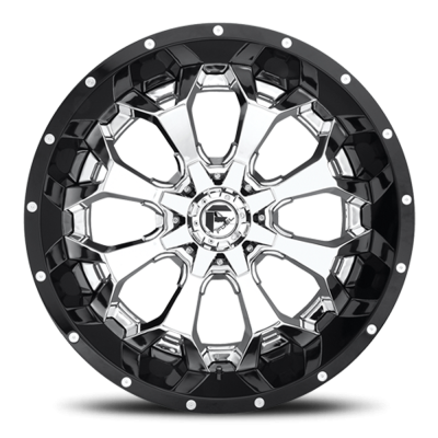 Aluminum Wheels 20X10 Assault D246 6 On 135/6 On 139.7 Chrome/Gloss Black Lip 106.1 Bore -18 Offset 8 Spoke Fuel Off Road Wheels