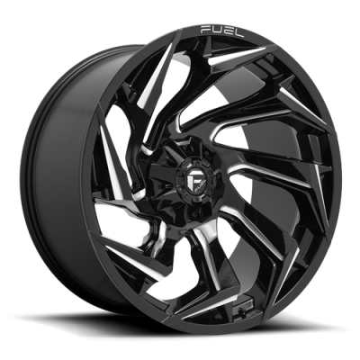 Aluminum Wheels 22X12 Reaction D753 5 On 114.3/5 On 127 Gloss Black/Milled 78 Bore -44 Offset Fuel Off Road Wheels