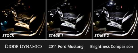 Interior LED Kit for 2010-2014 Ford Mustang, Cool White Stage 1 Diode Dynamics