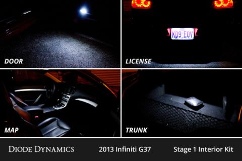 Interior LED Kit for 2007-2015 Infiniti G37 Sedan, Cool White Stage 1 Diode Dynamics
