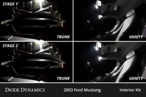 Interior LED Kit for 1994-2004 Ford Mustang, Cool White Stage 2 Diode Dynamics