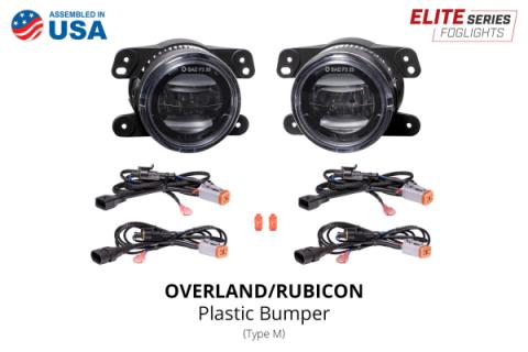Elite Series Fog Lamps for 2020-2022 Jeep JT Gladiator Overland/Rubicon w/ Plastic Bumper Pair Cool White 6000K Diode Dynamics
