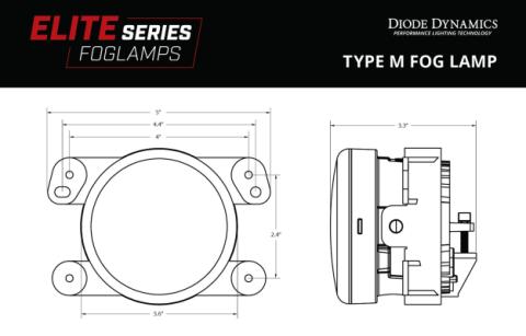 Elite Series Type M Fog Lamps, Yellow Pair Diode Dynamics