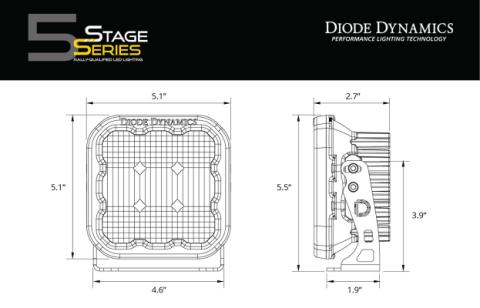 SS5 LED Pod Sport Yellow Driving Pair Diode Dynamics