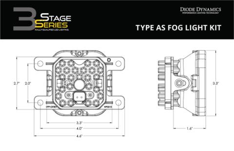 SS3 LED Fog Light Kit for 2009-2014 Ford Focus Yellow SAE Fog Pro w/ Backlight Diode Dynamics