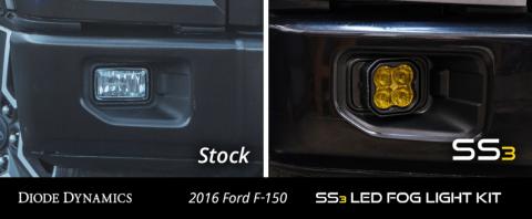 SS3 LED Fog Light Kit for 2015-2020 Ford F-150 Yellow SAE Fog Sport w/ Backlight Diode Dynamics