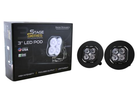 SS3 LED Fog Light Kit for 2007-2014 GMC Sierra 2500/3500 White SAE Fog Sport w/ Backlight Diode Dynamics