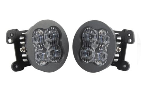 SS3 LED Fog Light Kit for 2014-2017 Jeep Cherokee White SAE Fog Sport w/ Backlight Type M Bracket Kit Diode Dynamics