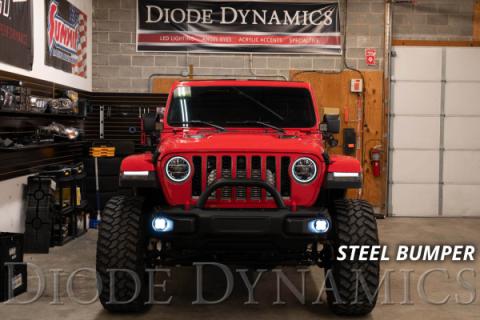 SS3 LED Fog Light Kit for 2020-2021 Jeep Gladiator White SAE Fog Sport w/ Backlight Type M Bracket Kit Diode Dynamics