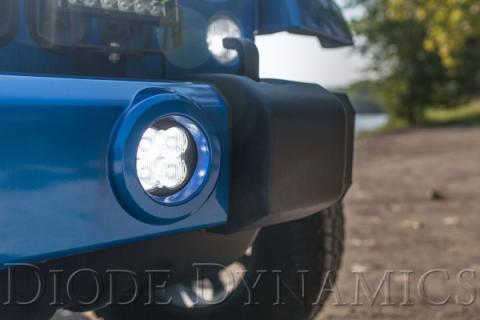 SS3 LED Fog Light Kit for 2007-2018 Jeep JK Wrangler Yellow SAE Fog Sport w/ Backlight Type M Bracket Kit Diode Dynamics
