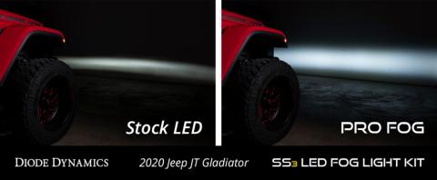 SS3 LED Fog Light Kit for 2018-2021 Jeep JL Wrangler Yellow SAE Fog Max w/ Backlight Type M Bracket Kit Diode Dynamics