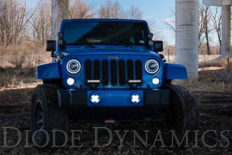 SS3 LED Fog Light Kit for 2007-2018 Jeep JK Wrangler White SAE Fog Sport w/ Backlight Type MR Bracket Kit Diode Dynamics
