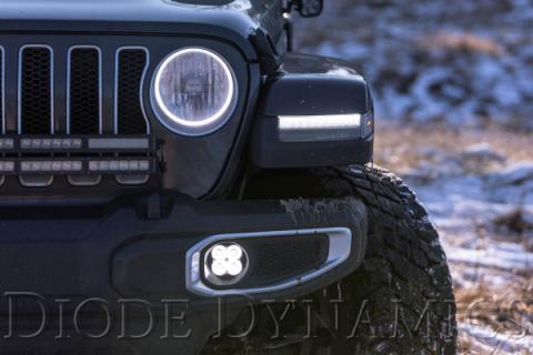 SS3 LED Fog Light Kit for 2018-2021 Jeep JL Wrangler White SAE Fog Pro w/ Backlight Type MS Bracket Kit Diode Dynamics