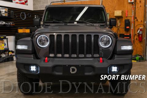 SS3 LED Fog Light Kit for 2020-2021 Jeep Gladiator Yellow SAE Fog Pro w/ Backlight Type MS Bracket Kit Diode Dynamics