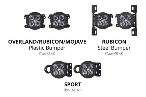 SS3 LED Fog Light Kit for 2020-2021 Jeep Gladiator Yellow SAE Fog Max w/ Backlight Type MS Bracket Kit Diode Dynamics