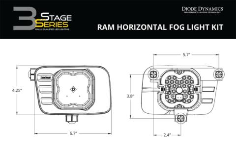 SS3 LED Fog Light Kit for 2009-2012 Ram 1500 White SAE Fog Pro w/ Backlight Diode Dynamics