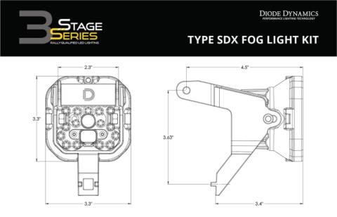 SS3 LED Fog Light Kit for 2004-2007 Ford Ranger Yellow SAE Fog Pro w/ Backlight Diode Dynamics