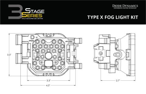 SS3 LED Fog Light Kit for 2008-2009 Subaru Legacy Yellow SAE Fog Sport w/ Backlight Diode Dynamics
