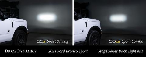 Stage Series 2in LED Ditch Light Kit for 2021 Ford Bronco Sport, Sport White Combo Diode Dynamics