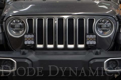 SS5 Bumper LED Pod Light Kit for 2018-2021 Jeep JL Wrangler, Sport Yellow Combo Diode Dynamics