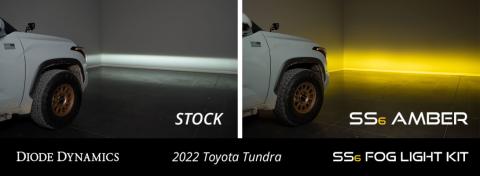 SS6 LED Fog Light Kit for 2022 Toyota Tundra Amber Wide Diode Dymanics