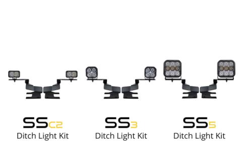 Stage Series Ditch Light Kit for 2017-2022 Ford Super Duty, SS3 Sport Yellow Combo Diode Dynamics