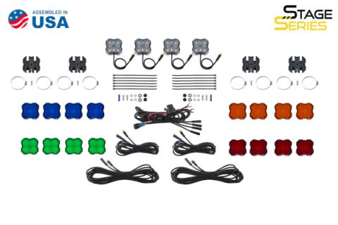 Stage Series SXS Rock Light Installer Kit, RGBW M8 w/Controller (4-pack)