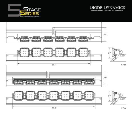 SS5 6-Pod CrossLink Mounting Kit for Prinsu/Sherpa Roof Racks, Pro White Driving Diode Dynamics