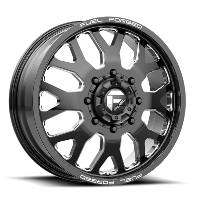Dually Wheels 24X8.25 FF19D Dually DE19 BK 10 On 225 Gloss Black Milled 170.1 Bore 105 Offset Front Dually Fuel Off Road Wheels