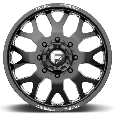 Dually Wheels 24X8.25 FF19D Dually DE19 BK 10 On 225 Gloss Black Milled 170.1 Bore 105 Offset Front Dually Fuel Off Road Wheels