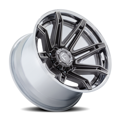 Aluminum Wheels 22X10 Brawl FC401AP 6 On 135 Platinum Silver Chrome Lip 87.1 Bore -18 Offset Fuel Off Road Wheels