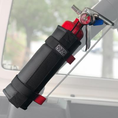 Roll Bar 2.5 LB Fire Extinguisher Holder for padded or non-padded roll Bars Carbon Fiber Vinyl Black HSP Seats