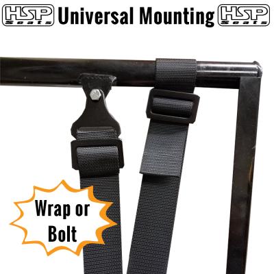 5 Point Racing Harness 2 Inch Wide Latch and Link Wrap or Bolt Mounting Padded Shoulders Black HSP Seats