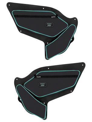 PRP Shreddy Front Door Bags with Knee Pad for Polaris RZR PRO XP PRO R Turbo R Pair Black and Teal PRP Seats