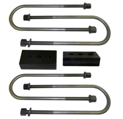 Rear Lift Block and U-Bolt Kit Heavy Duty 1 Inch For 2003-13 Ram 2500 Diesel Engine W/ Dual Center Bolts and 0.5625 Inch Diameter x 4.0625 Inch Width U-Bolts SuspensionMaxx