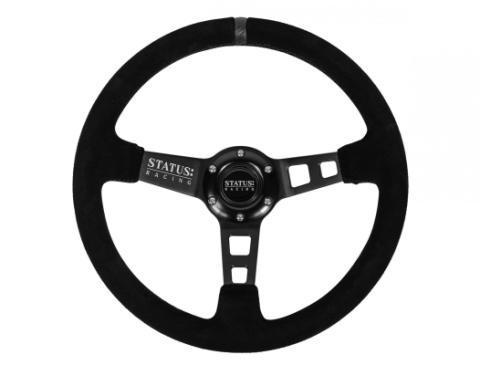Deep Dish Suede Steering Wheel 13 Inch Diameter Black PRP Seats