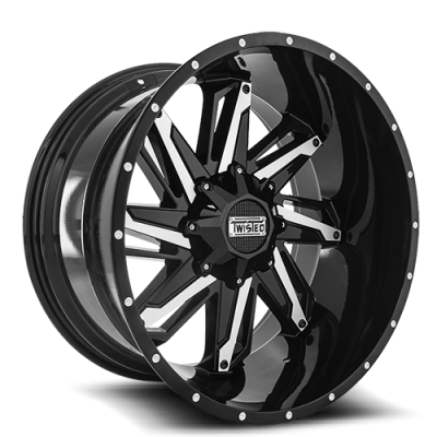 Aluminum Wheels 20x10 Raptor T-24 Gloss Black Machined 5 On 114.3/5 On 127 Bolt Pattern -12 Offset Twisted Off-Road