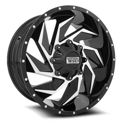Aluminum Wheels 22x12 Raptor T-24 Gloss Black Machined 5 On 114.3/5 On 127 Bolt Pattern -44 Offset Twisted Off-Road