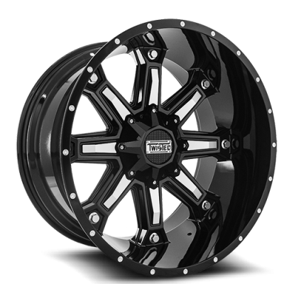 Aluminum Wheels 20x9 Vixon T-27 Black Milled 5 On 114.3/5 On 127 Bolt Pattern -12 Offset Twisted Off-Road