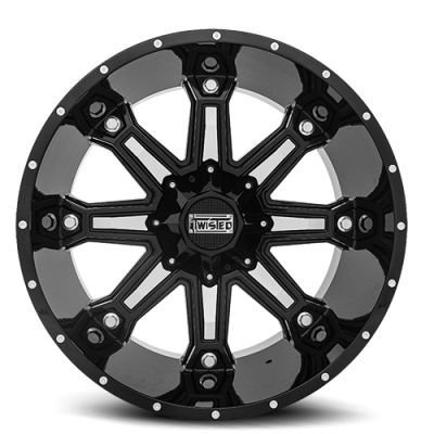 Aluminum Wheels 22x12 Vixon T-27 Gloss Black Machined 5 On 114.3/5 On 127 Bolt Pattern -44 Offset Twisted Off-Road